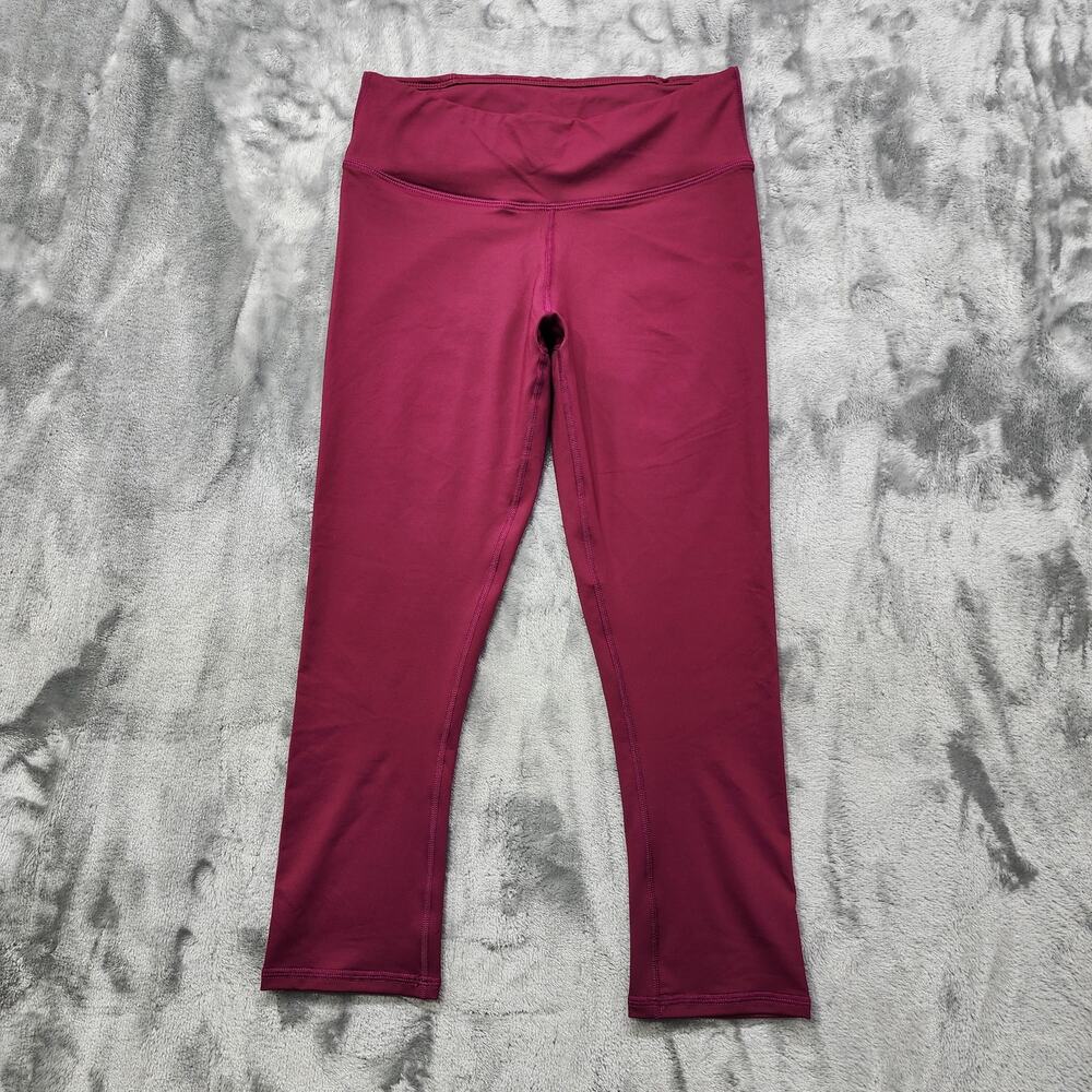 Fabletics Leggings Womens XS Red Dark Rose Mid Rise Powerlite Crop Capri Workout